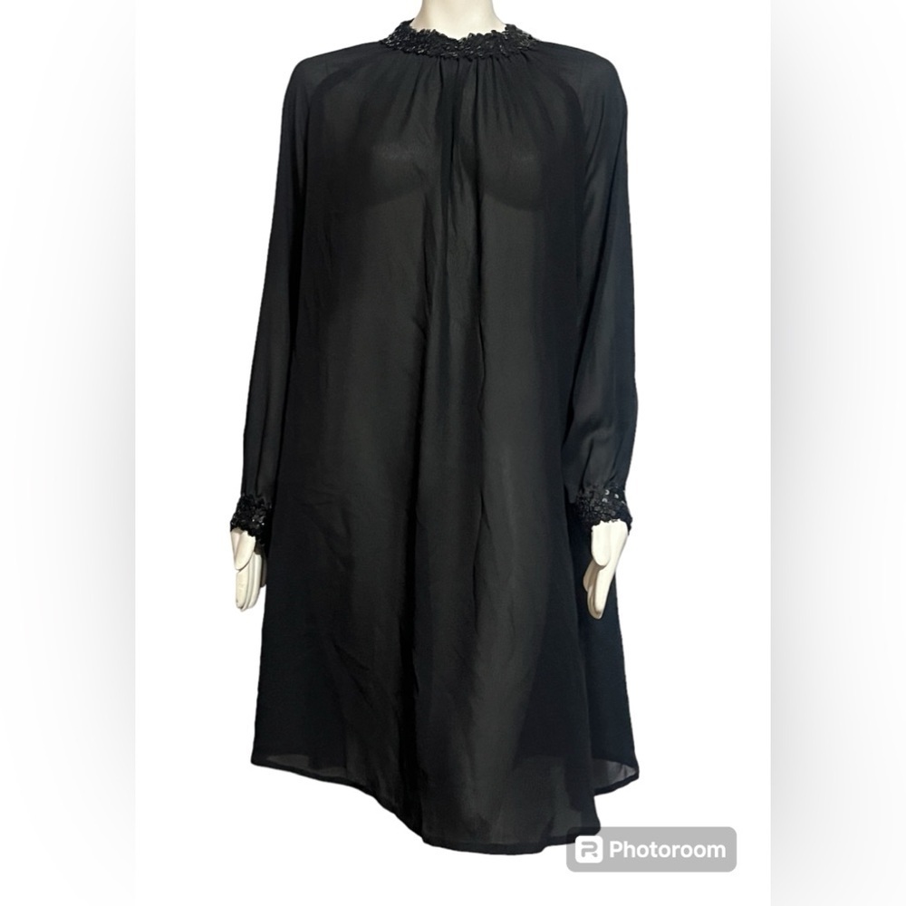 Caron Black Sheer Vintage Nightgown /Dress Sz 12